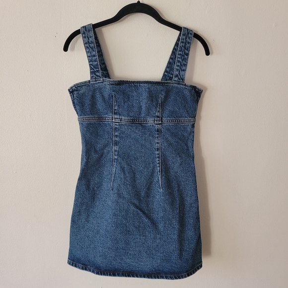 Reformation Jeans Lizzie Denim Dress Blue Size 0 Mini Back Zip Up - Picture 2 of 11